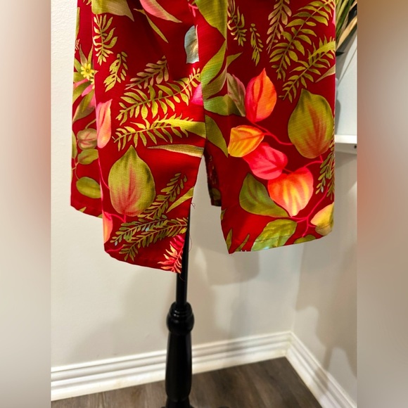 Sag Harbor Red and Green Summer Tropical Casual Button Down Shirt size 3X - Picture 5 of 9